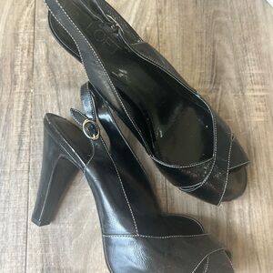 LOFT Classic Black Peep-Toe Heels